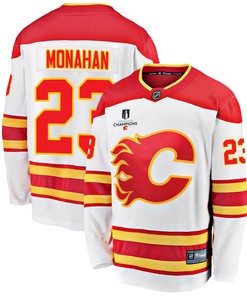 Calgary Flames Sean Monahan 23 Away 2022 Stanley Cup Champions Breakaway Men Jersey - White