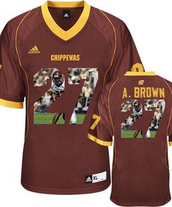 Central Michigan Chippewas Antonio Brown Maroon Printing Player Portrait Football Jersey