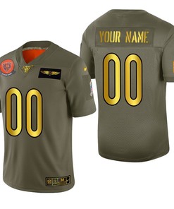 Chicago Bears Custom 2019 Salute To Service Nfl 100 Mens Jersey Metallic