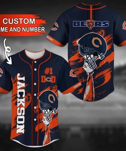 Chicago Bears NFL Custom Name Baseball Jersey Shirt 06