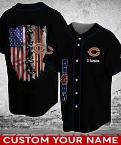 Chicago Bears NFL Custom Name Baseball Jersey Shirt 08