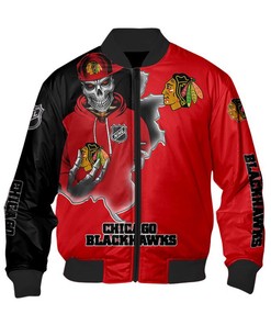 Chicago Blackhawks Varsity Jacket Skull