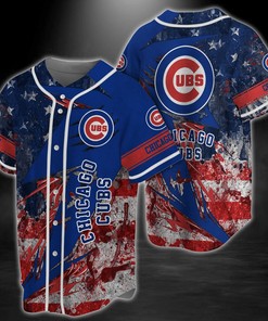 Chicago Cubs MLB Baseball Jersey Shirt US Flag