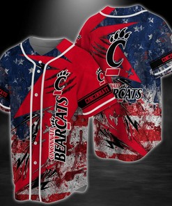 Cincinnati Bearcats NCAA Baseball Jersey Shirt US Flag
