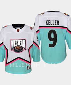 Clayton Keller 9 Arizona Coyotes 2023 All-Star Game Jersey White Equipment