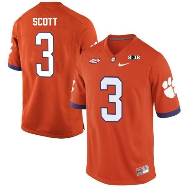 Clemson Tigers #3 Artavis Scott Orange Football Jersey