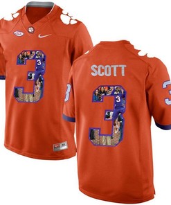 Clemson Tigers Artavis Scott Orange Printing Player Portrait Football Jersey
