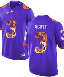 Clemson Tigers Artavis Scott Purple Printing Player Portrait Football Jersey