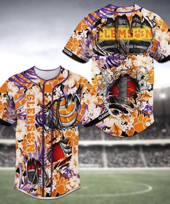 Clemson Tigers NCAA Baseball Jersey Shirt Skeleton