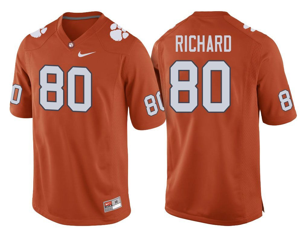 Clemson Tigers Orange Milan Richard Football Player Performance Jersey