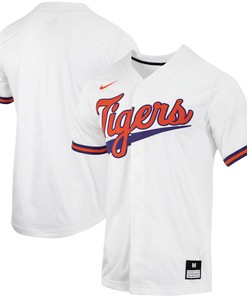 Clemson Tigers Replica Full Button Baseball Jersey White Ncaa
