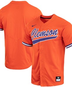 Clemson Tigers Replica Full-button Baseball Jersey - Orange Ncaa