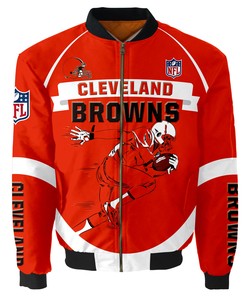 Cleveland Browns Bomber Jacket Graphic Player Running