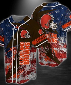 Cleveland Browns NFL Baseball Jersey Shirt America Flag