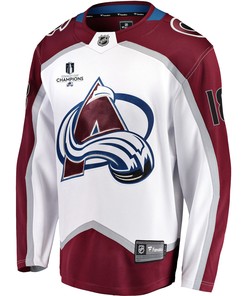 Colorado Avalanche Alex Newhook 18 Away 2022 Stanley Cup Champions Breakaway Men Jersey - White