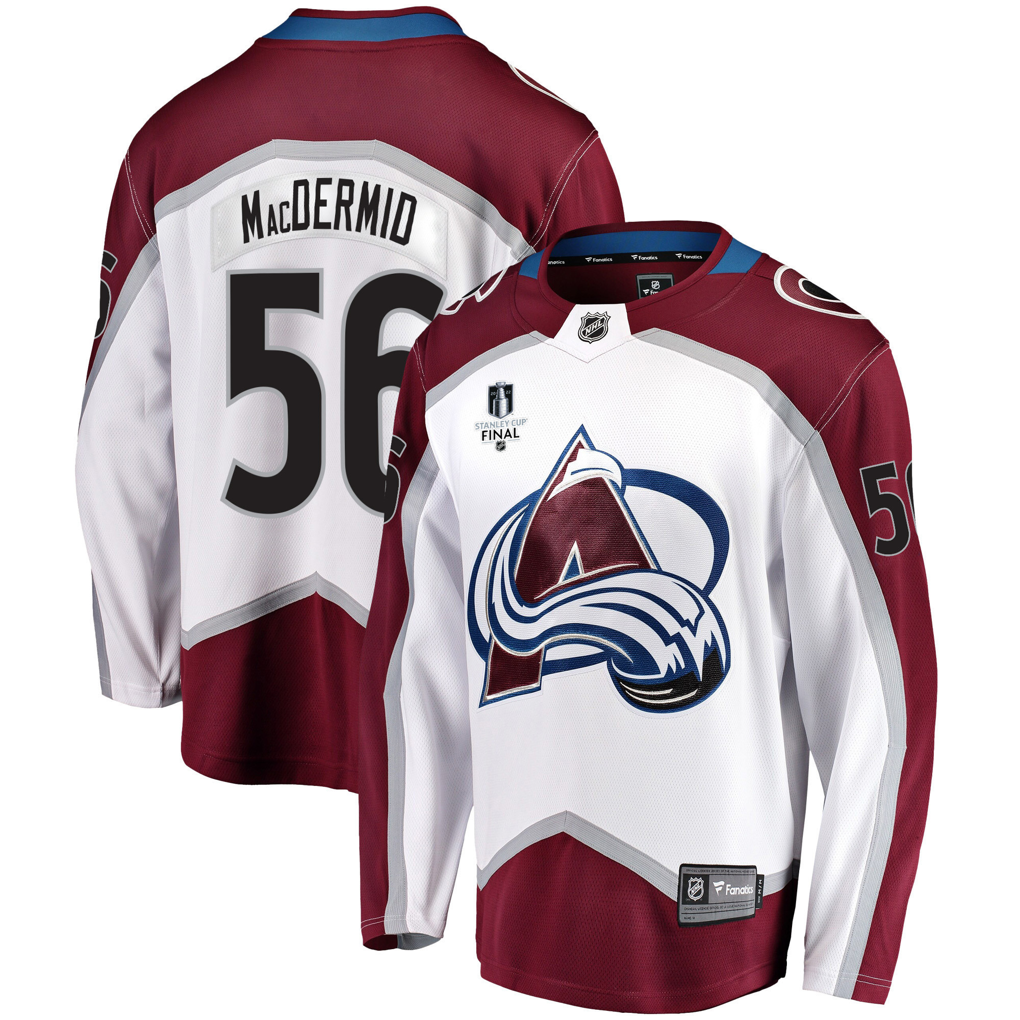 Colorado Avalanche Kurtis MacDermid 56 Away 2022 Stanley Cup Final Breakaway Men Jersey - White
