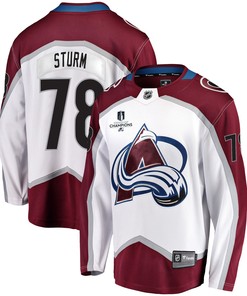 Colorado Avalanche Nico Sturm 78 Away 2022 Stanley Cup Champions Breakaway Men Jersey - White