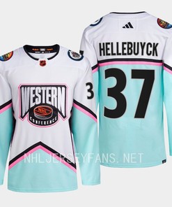 Connor Hellebuyck 37 Winnipeg Jets 2023 All-Star Game Jersey White Equipment
