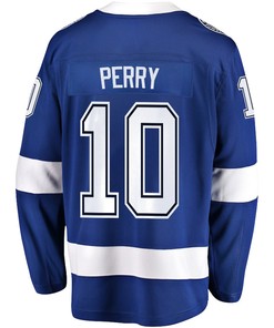 Corey Perry 10 Tampa Bay Lightning Stanley Cup 2023 Playoffs Patch Home Breakaway Men Jersey - Blue