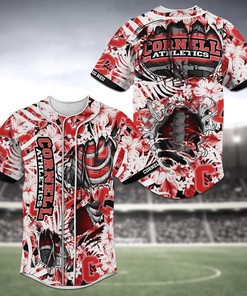 Cornell Big Red NCAA Baseball Jersey Shirt Skeleton
