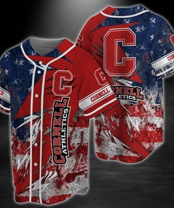 Cornell Big Red NCAA Baseball Jersey Shirt US FLag