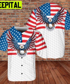 Custom Name American Eagle Patriot Golf US Flag 3D BaseBall Jersey Style 2 Golfer