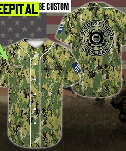 Custom Name Baseball Jersey US Coast Guard Veteran All Over Printed Trending Baseball Jersey