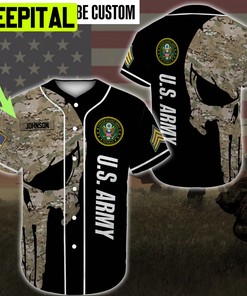 Custom Name Baseball Jersey United States Army Veteran All Over Printed Trending Baseball Jersey