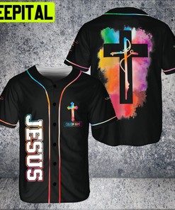 Custom Name God Tree Cross Jesus Colorful 3D BaseBall Jersey