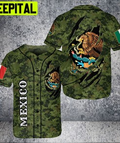 Custom Name Love Mexico 3D AOP Baseball Jersey Flag Eagle Sneak Army Style