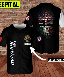 Custom Name Mexican American Grown With Mexican Roots AOP BaseBall Jersey