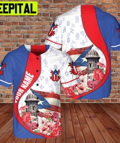 Custom Name Puerto Rico Flag Flog and Floral Tiki Hawaii Lover 3D BaseBall Jersey
