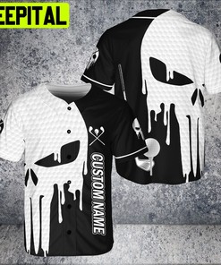 Custom Name Skull Golf USA American Flag 3D BaseBall Jersey Golfer Men Gift