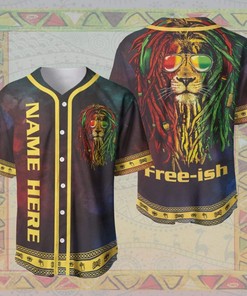 Custom Personalized Name Free Ish African Lion Juneteenth Baseball Jersey
