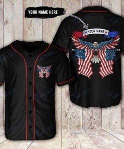 Custom Personalized Name Happy 4th Of July Bald Eagle American Flag Baseball Jersey vi