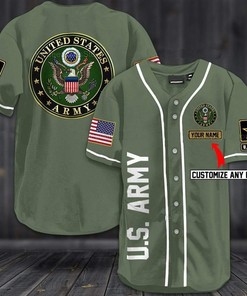 Custom Personalized Name Us Army Olive Baseball Jersey