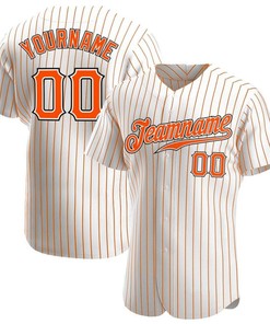 Custom Personalized White Orange Strip Orange Black Baseball Jersey