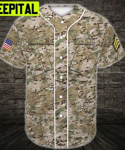 Custom US Army Baseball Jersey US Army Veteran Army Rank