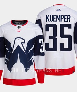 Darcy Kuemper 35 Washington Capitals 2023 Jersey Stadium White Primegreen