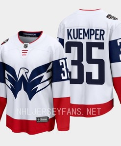 Darcy Kuemper 35 Washington Capitals 2023 Jersey Stadium White Primegreen