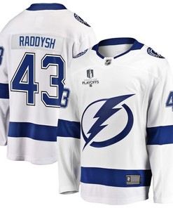 Darren Raddysh 43 Tampa Bay Lightning Stanley Cup 2023 Playoffs Patch Away Breakaway Men Jersey - White