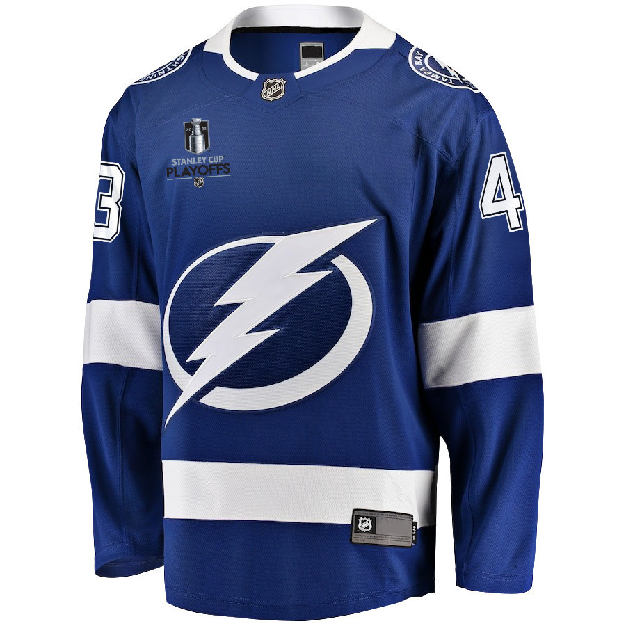 Darren Raddysh 43 Tampa Bay Lightning Stanley Cup 2023 Playoffs Patch Home Breakaway Men Jersey - Blue