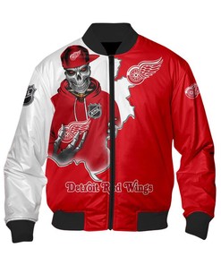 Detroit Red Wings Varsity Jacket Skull