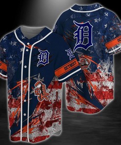 Detroit Tigers MLB Baseball Jersey Shirt US Flag