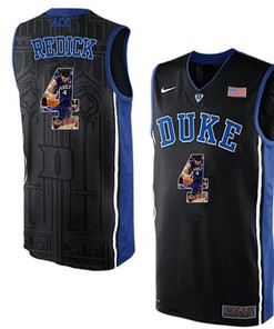 Duke Blue Devils Black JJ Redick NCAA College Basketball Player Portrait Fashion Jersey