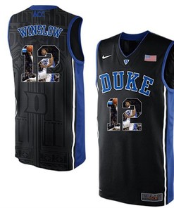 Duke Blue Devils Black Justise Winslow NCAA College Basketball Player Portrait Fashion Jersey