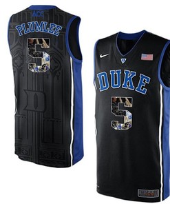 Duke Blue Devils Black Mason Plumlee NCAA College Basketball Player Portrait Fashion Jersey