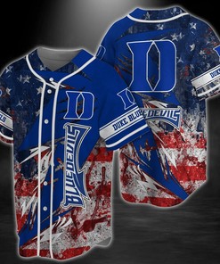 Duke Blue Devils NCAA Baseball Jersey Shirt US Flag