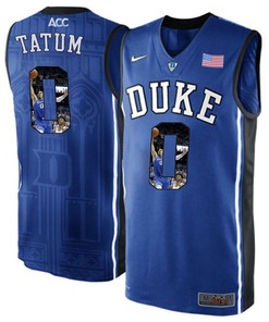 Duke Blue Devils Royal Blue Jayson Tatum NCAA College Basketball Player Portrait Fashion Jersey