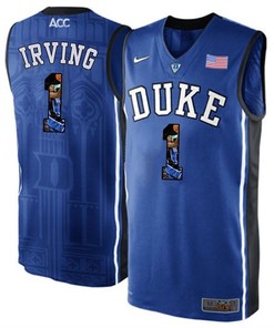 Duke Blue Devils Royal Blue Kyrie Irving NCAA College Basketball Player Portrait Fashion Jersey